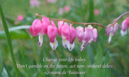 Change your life today. Don’t gamble on the future, act now, without delay. ~Simone de Beauvoir
