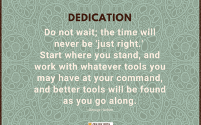 Do not wait; the time will never be ‘just right.’ Start where you stand, and work with whatever tools you may have at your command, and better tools will be found as you go along. ~George Hergert